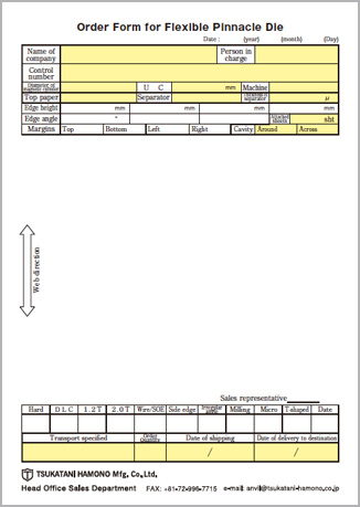 Order Form for Flexible Pinnacle Die